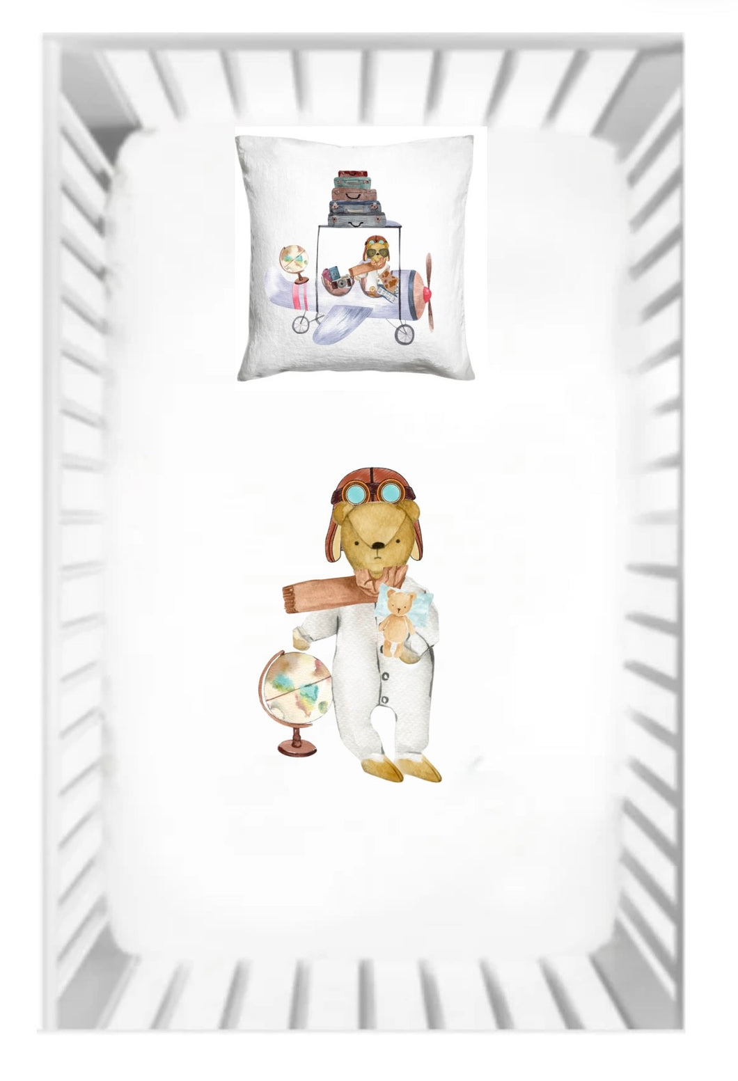 Aviation Dream Fitted Crib Sheet and Pillow Case