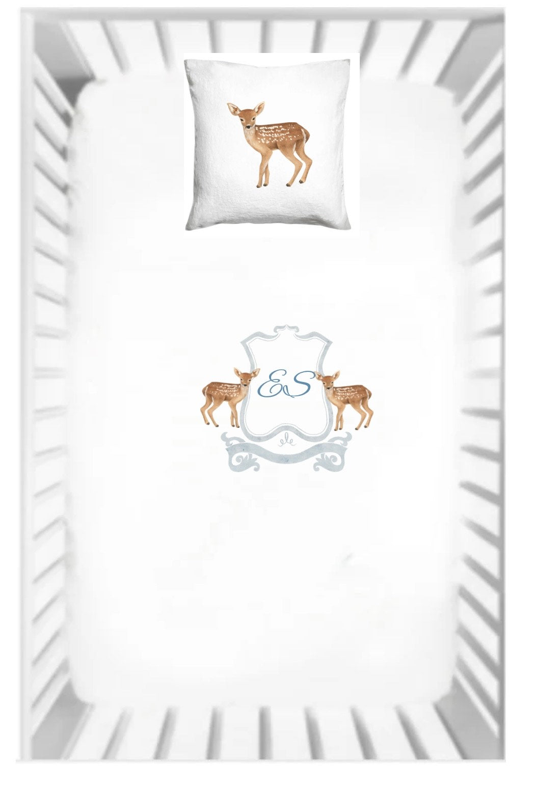 Deer Dreams Personalized Fitted Crib Sheet and Pillow Case