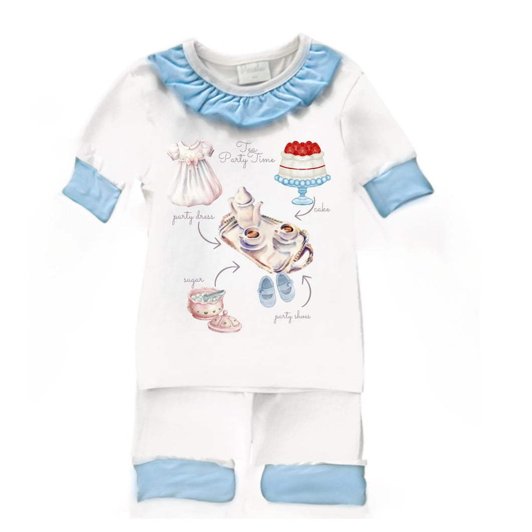 Madeline Tea Time Blue Short Set