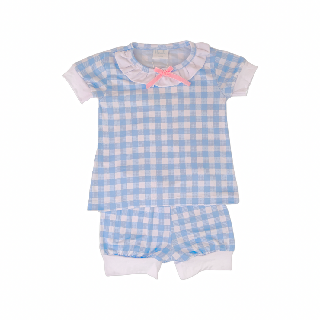 Madeline Blueberry Gingham Short Set